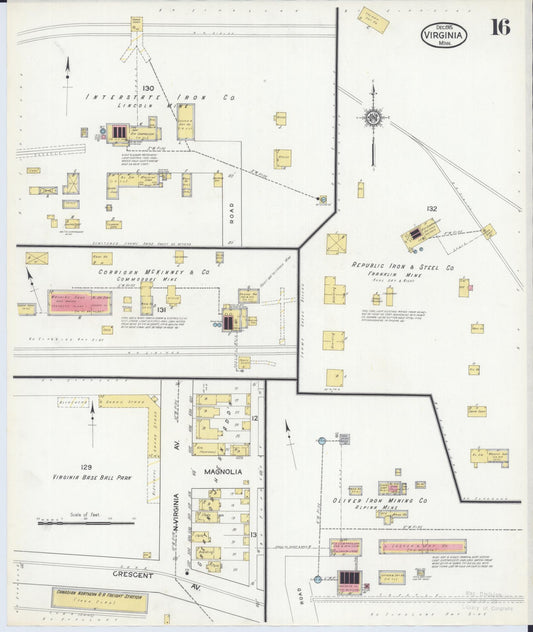 Sanborn Fire Insurance Map from Virginia, Saint Louis County, Minnesota (1915), Sheet #0016 - Historic Sanborn Fire Insurance Map Print, vintage old map wall art, antique decor, genealogy gift, Minnesota Minnesota map