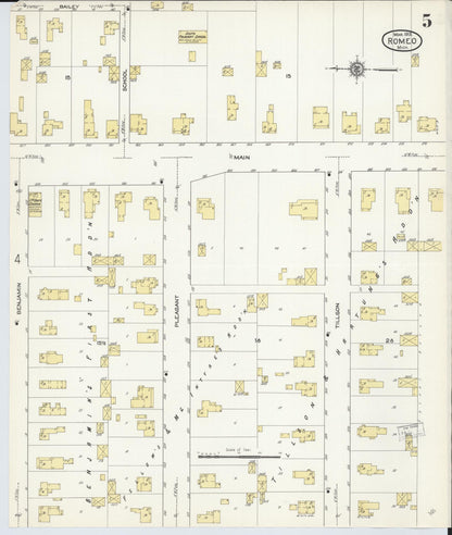 Sanborn Fire Insurance Map from Romeo, Macomb County, Michigan (1913), Sheet #0005 - Complete Map Set gallery image, historic Sanborn map, vintage wall art, Michigan Michigan