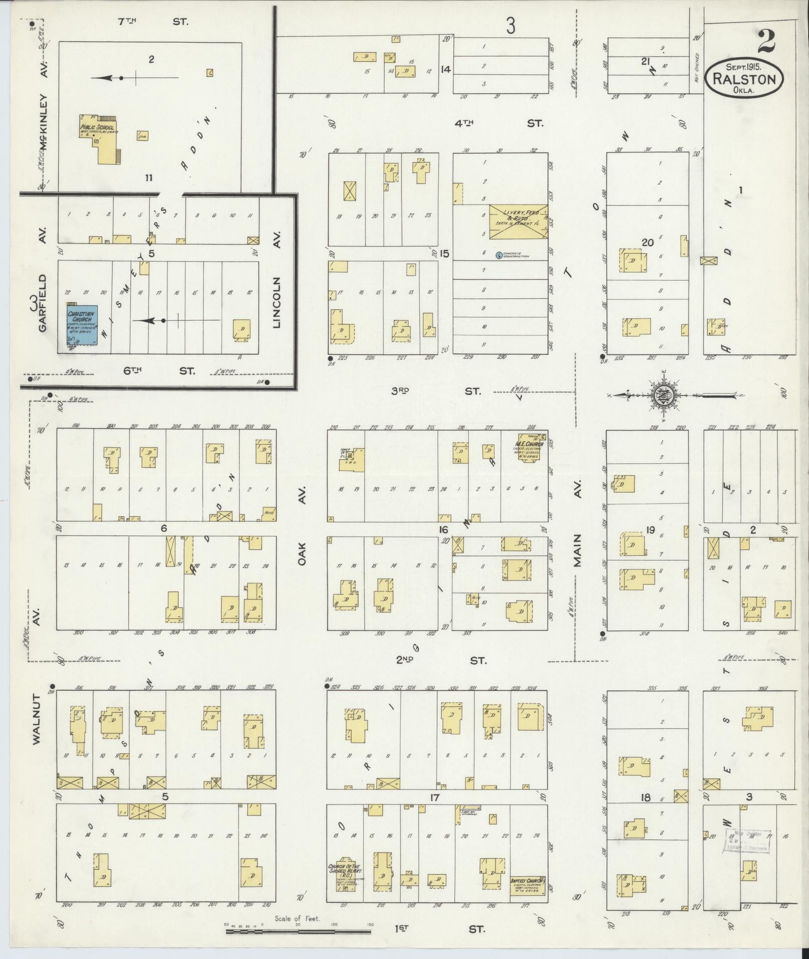 Sanborn Fire Insurance Map from Ralston, Pawnee County, Oklahoma (1915), Sheet #0002 - Complete Map Set gallery image, historic Sanborn map, vintage wall art, Oklahoma Oklahoma