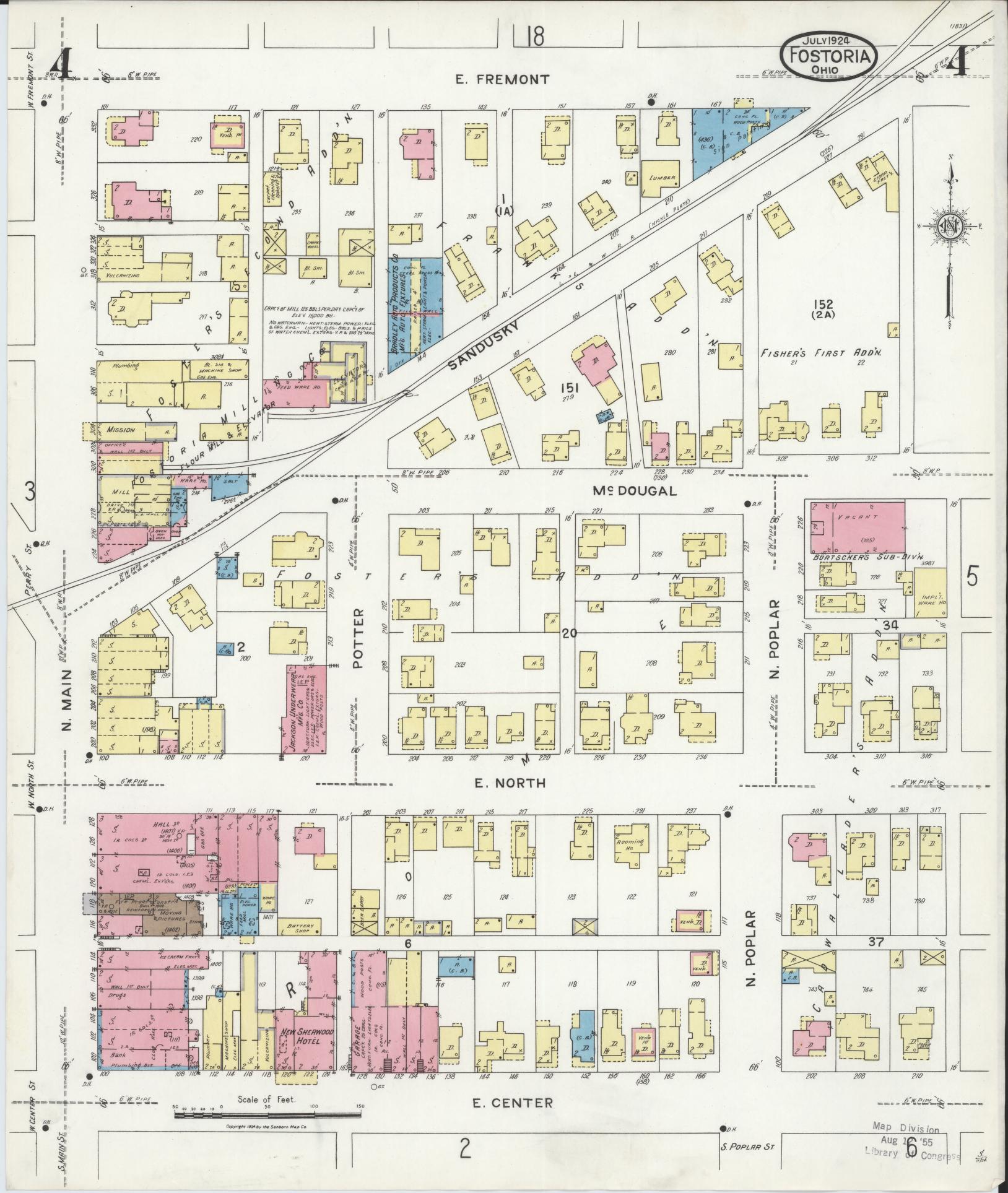 Sanborn Fire Insurance Map from Fostoria, Seneca, Hancock, And Wood Counties, Ohio (1924), Sheet #0004 - Historic Sanborn Fire Insurance Map Print, vintage old map wall art, antique decor, genealogy gift, Ohio Ohio map