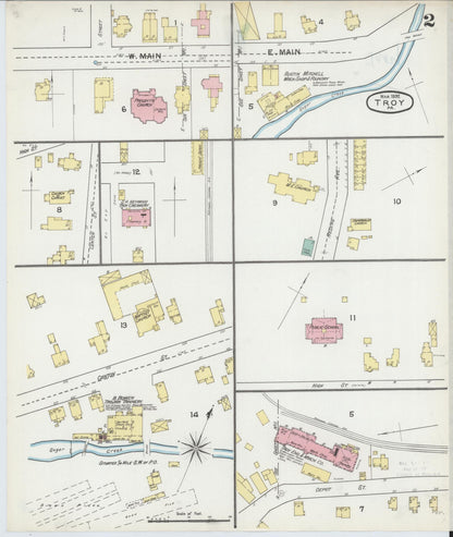 Sanborn Fire Insurance Map from Troy, Bradford County, Pennsylvania (1892), Sheet #0002 - Complete Map Set gallery image, historic Sanborn map, vintage wall art, Pennsylvania Pennsylvania