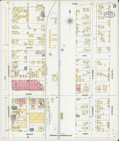 Sanborn Fire Insurance Map from Polo, Ogle County, Illinois (1905), Sheet #0003 - Historic Sanborn Fire Insurance Map Print, vintage old map wall art, antique decor, genealogy gift, Illinois Illinois map