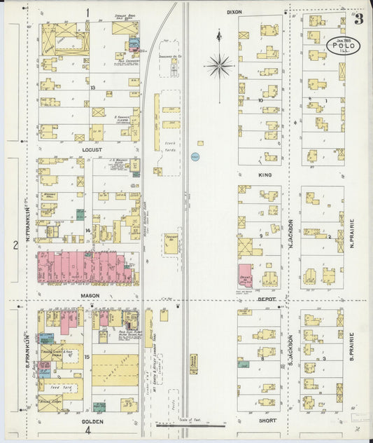 Sanborn Fire Insurance Map from Polo, Ogle County, Illinois (1905), Sheet #0003 - Historic Sanborn Fire Insurance Map Print, vintage old map wall art, antique decor, genealogy gift, Illinois Illinois map