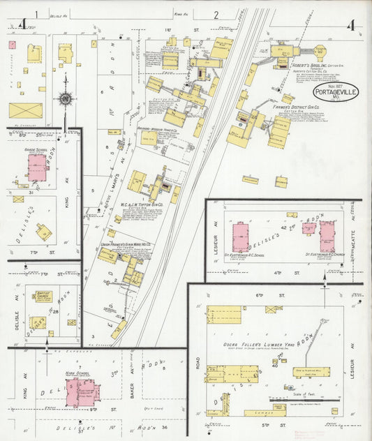 Sanborn Fire Insurance Map from Portageville, New Madrid County, Missouri (1927), Sheet #0004 - Historic Sanborn Fire Insurance Map Print, vintage old map wall art, antique decor, genealogy gift, Missouri Missouri map