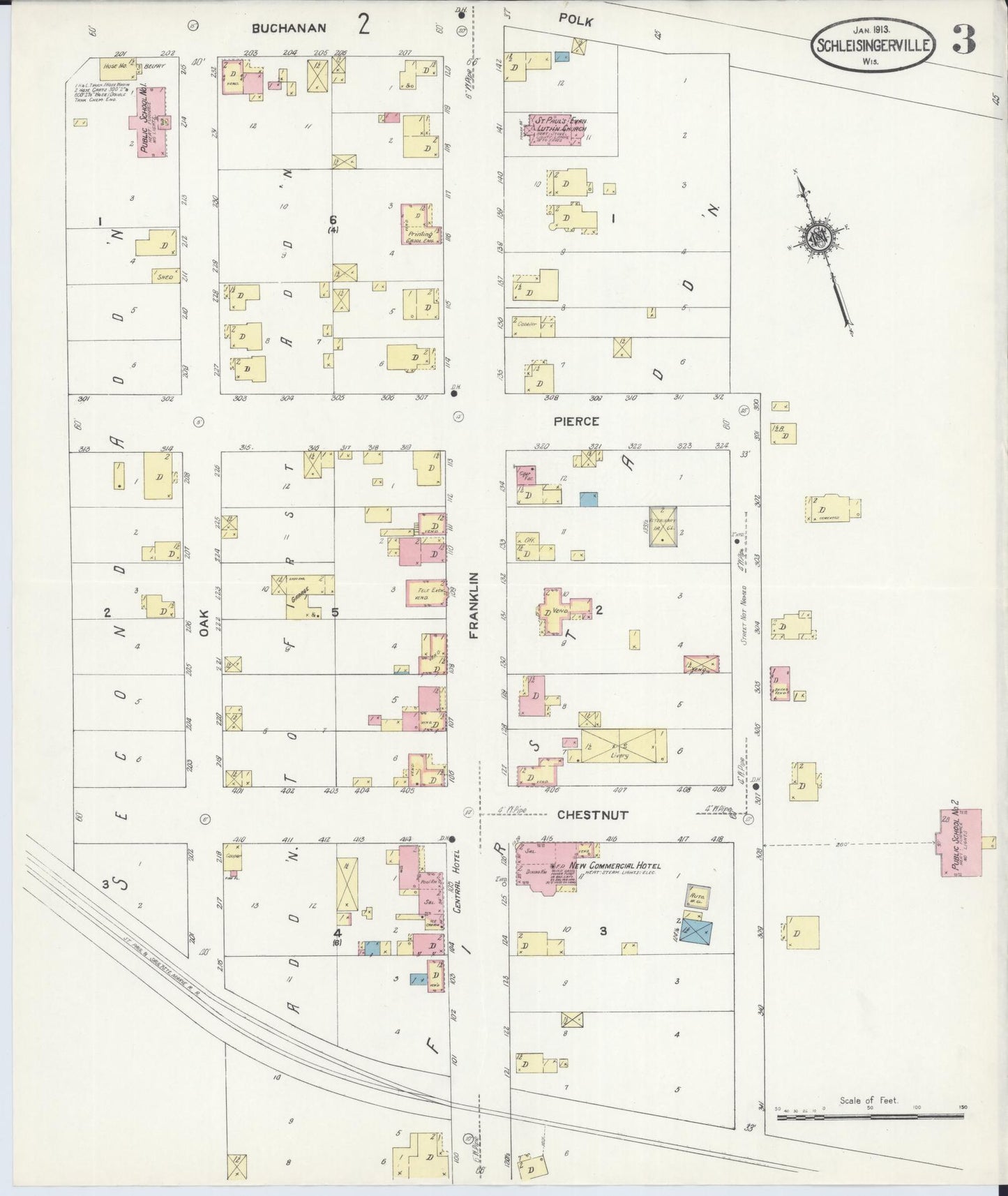 Sanborn Fire Insurance Map from Schleisingerville, Washington County, Wisconsin (1913), Sheet #0003 - Complete Map Set gallery image, historic Sanborn map, vintage wall art, Wisconsin Wisconsin