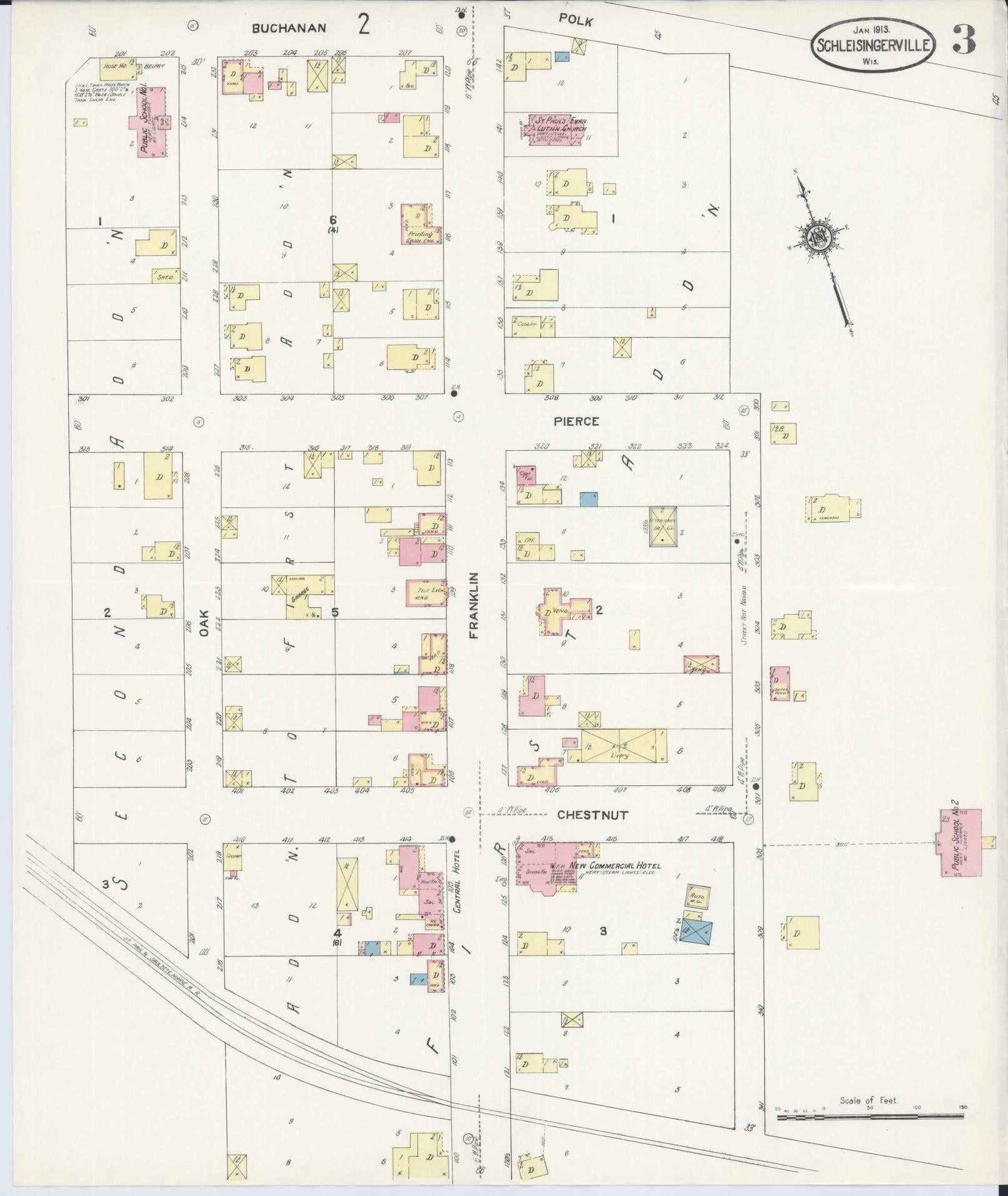 Sanborn Fire Insurance Map from Schleisingerville, Washington County, Wisconsin (1913), Sheet #0003 - Complete Map Set gallery image, historic Sanborn map, vintage wall art, Wisconsin Wisconsin