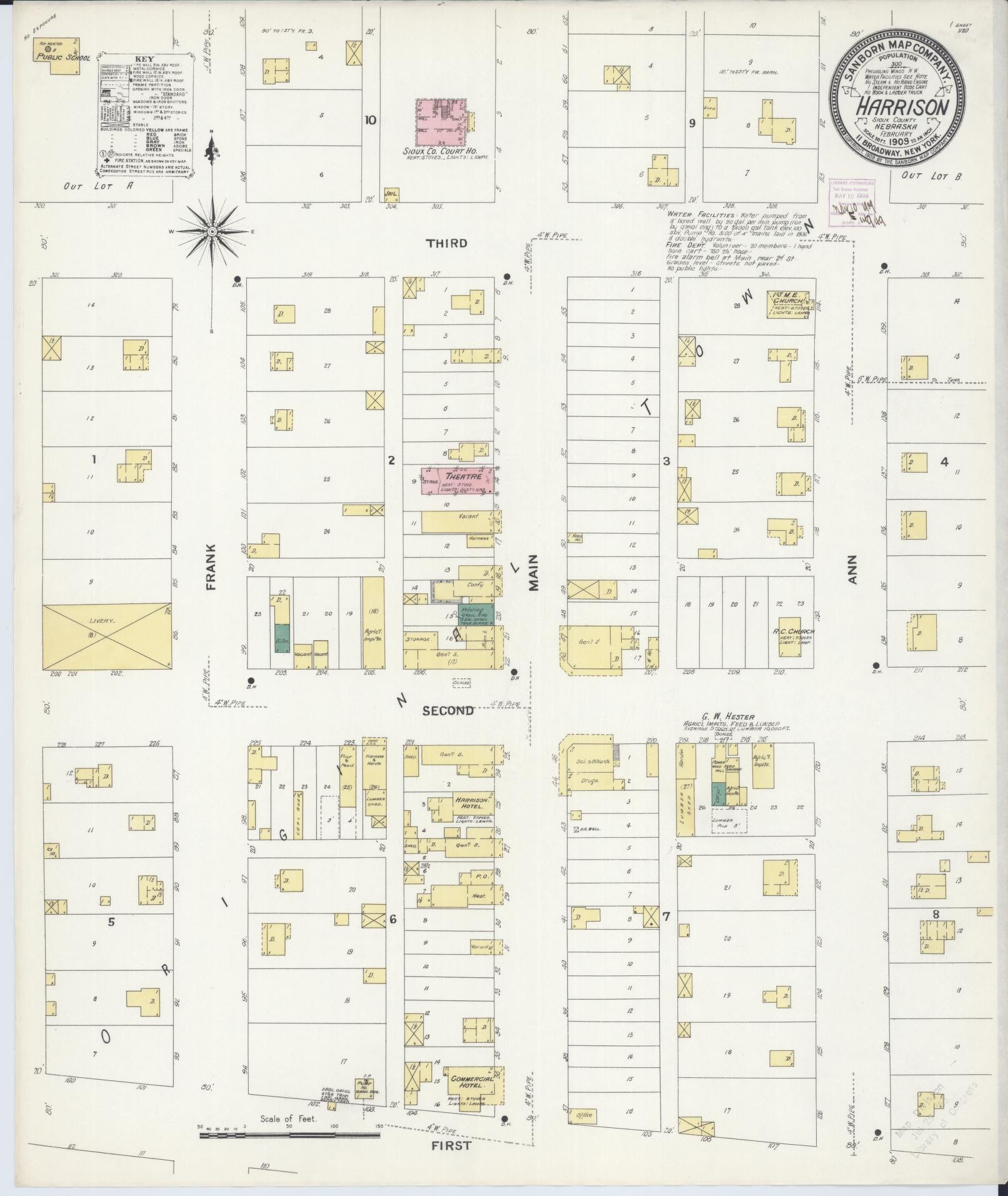 Sanborn Fire Insurance Map from Harrison, Sioux County, Nebraska (1909), Sheet #0001 - Historic Sanborn Fire Insurance Map Print, vintage old map wall art, antique decor, genealogy gift, Nebraska Nebraska map