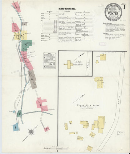 Sanborn Fire Insurance Map from Hunter, Greene County, New York (1912), Sheet #0001 - Historic Sanborn Fire Insurance Map Print, vintage old map wall art, antique decor, genealogy gift, New York New York map
