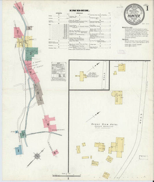Sanborn Fire Insurance Map from Hunter, Greene County, New York (1912), Sheet #0001 - Historic Sanborn Fire Insurance Map Print, vintage old map wall art, antique decor, genealogy gift, New York New York map