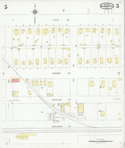 Sanborn Fire Insurance Map from Alabama City, Etowah County, Alabama (1926), Sheet #0005 - Complete Map Set gallery image, historic Sanborn map, vintage wall art, Alabama Alabama