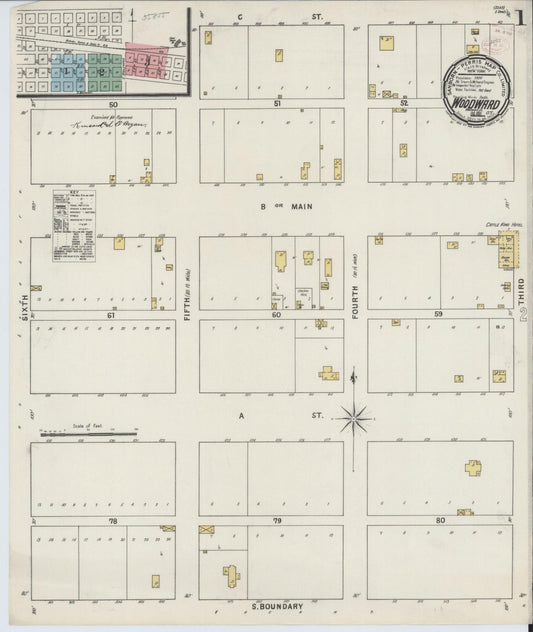 Sanborn Fire Insurance Map from Woodward, Woodward County, Oklahoma (1895), Sheet #0001 - Complete Map Set gallery image, historic Sanborn map, vintage wall art, Oklahoma Oklahoma