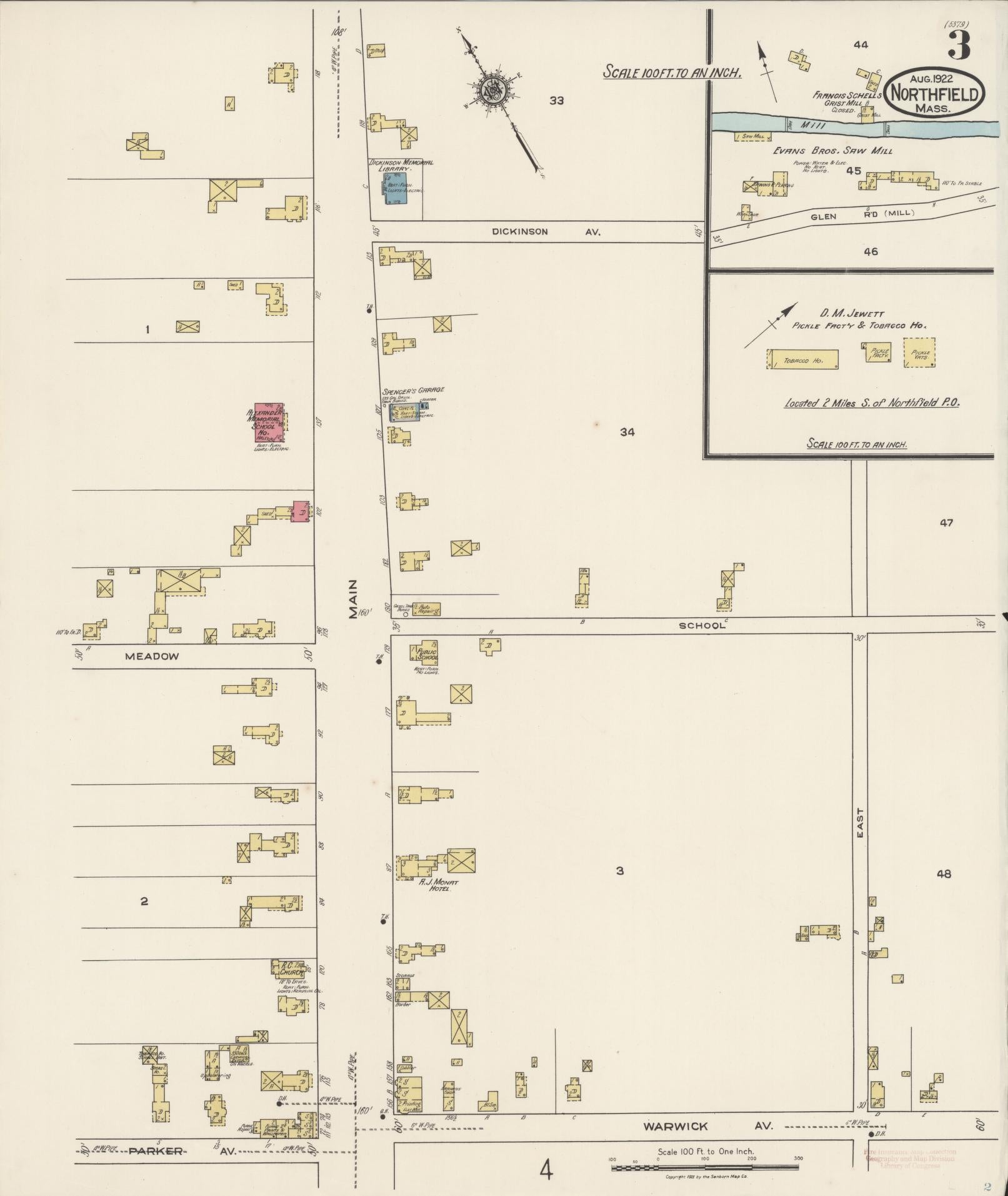 Sanborn Fire Insurance Map from Northfield, Franklin County, Massachusetts (1922), Sheet #0003 - Complete Map Set gallery image, historic Sanborn map, vintage wall art, Massachusetts Massachusetts