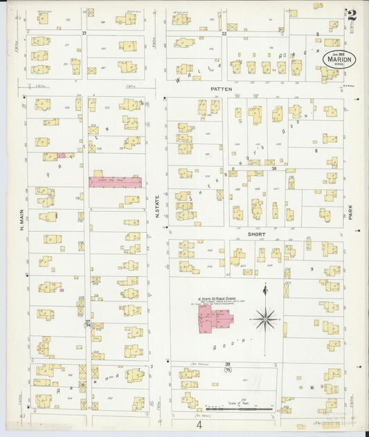 Sanborn Fire Insurance Map from Marion, Marion County, Ohio (1908), Sheet #0002 - Historic Sanborn Fire Insurance Map Print, vintage old map wall art, antique decor, genealogy gift, Ohio Ohio map