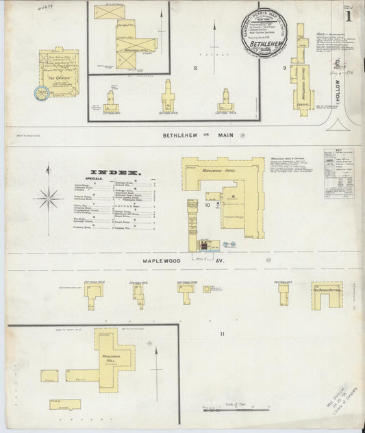 Sanborn Fire Insurance Map from Bethlehem, Grafton County, New Hampshire (1896), Sheet #0001 - Complete Map Set gallery image, historic Sanborn map, vintage wall art, New Hampshire New Hampshire