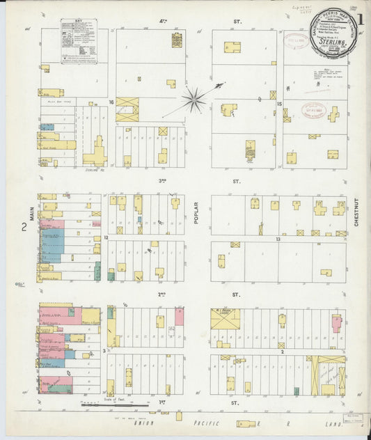 Sanborn Fire Insurance Map from Sterling, Logan County, Colorado (1899), Sheet #0001 - Historic Sanborn Fire Insurance Map Print, vintage old map wall art, antique decor, genealogy gift, Colorado Colorado map