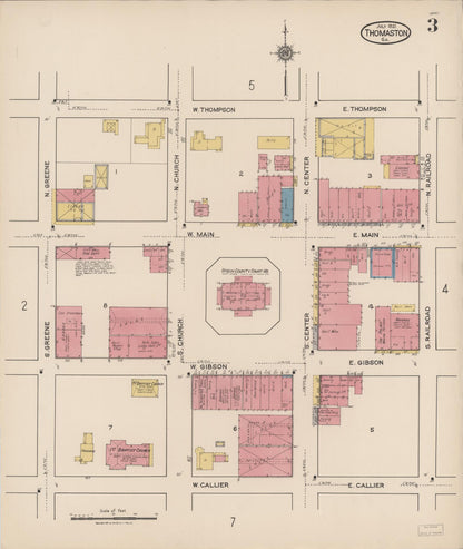 Sanborn Fire Insurance Map from Thomaston, Upson County, Georgia (1921), Sheet #0003 - Complete Map Set gallery image, historic Sanborn map, vintage wall art, Georgia Georgia