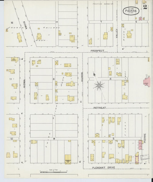 Sanborn Fire Insurance Map from Pierre, Hughes County, South Dakota (1892), Sheet #0002 - Historic Sanborn Fire Insurance Map Print, vintage old map wall art, antique decor, genealogy gift, South Dakota South Dakota map