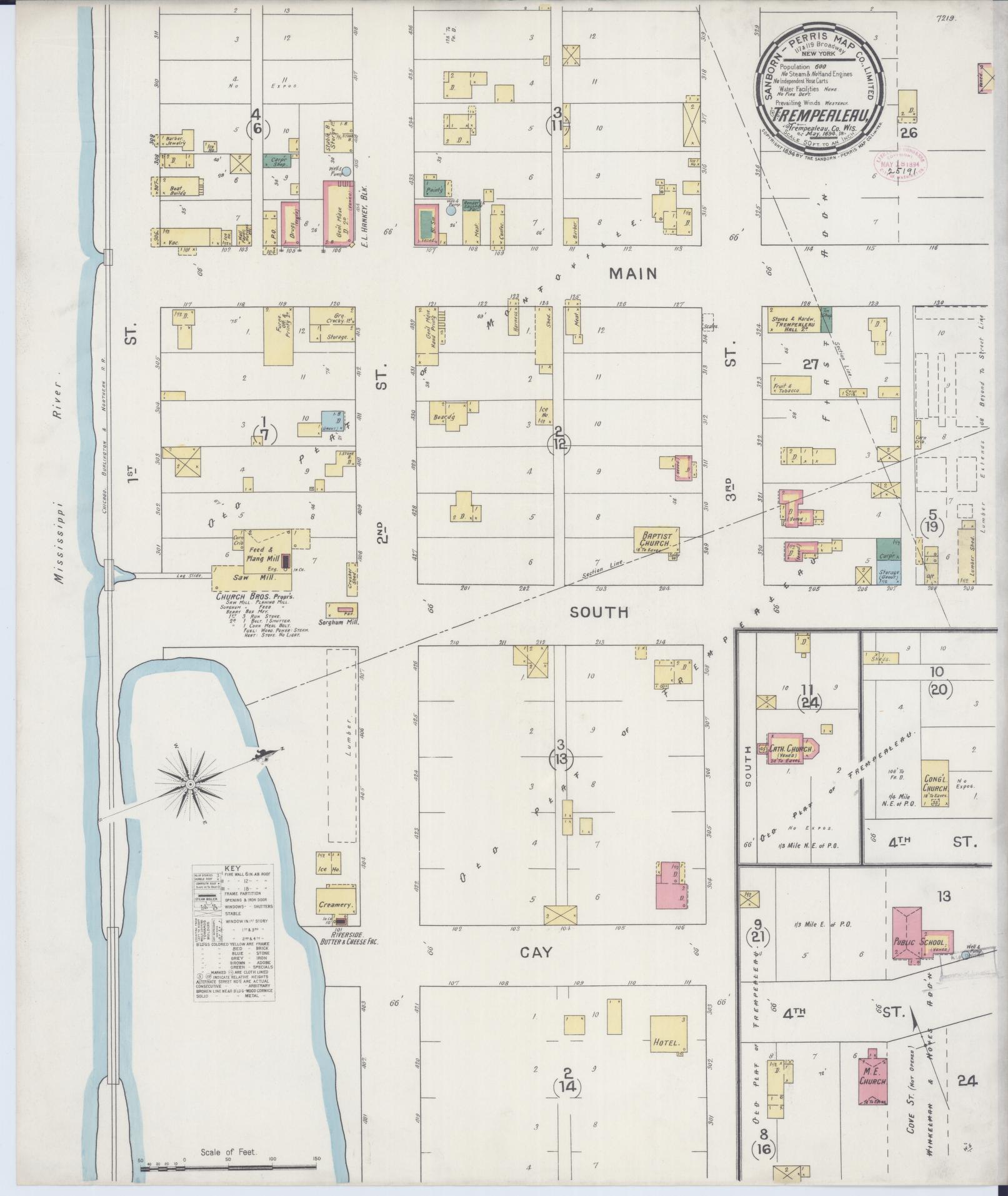 Sanborn Fire Insurance Map from Trempealeau, Trempealeau County, Wisconsin (1894), Sheet #0001 - Historic Sanborn Fire Insurance Map Print, vintage old map wall art, antique decor, genealogy gift, Wisconsin Wisconsin map