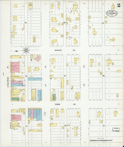 Sanborn Fire Insurance Map from Flatonia, Fayette County, Texas (1901), Sheet #0002 - Complete Map Set gallery image, historic Sanborn map, vintage wall art, Texas Texas