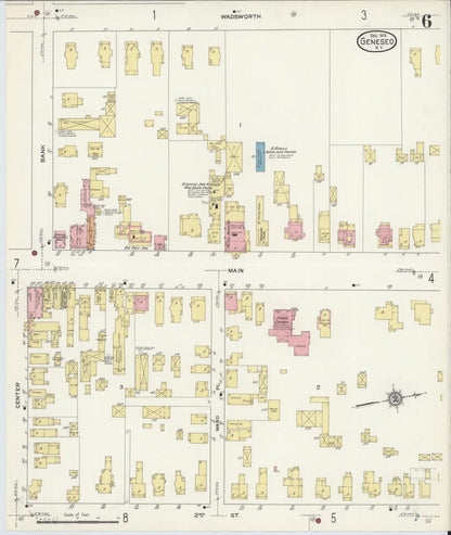 Sanborn Fire Insurance Map from Geneseo, Livingston County, New York (1913), Sheet #0006 - Historic Sanborn Fire Insurance Map Print, vintage old map wall art, antique decor, genealogy gift, New York New York map