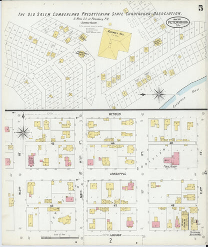 Sanborn Fire Insurance Map from Petersburg, Menard County, Illinois (1901), Sheet #0005 - Complete Map Set gallery image, historic Sanborn map, vintage wall art, Illinois Illinois