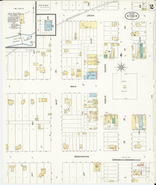 Sanborn Fire Insurance Map from Kirwin, Phillips County, Kansas (1899), Sheet #0002 - Historic Sanborn Fire Insurance Map Print, vintage old map wall art, antique decor, genealogy gift, Kansas Kansas map