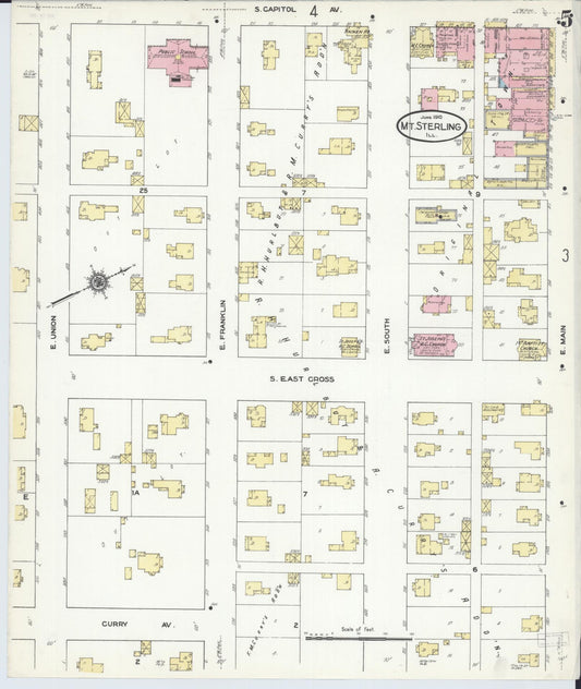 Sanborn Fire Insurance Map from Mount Sterling, Brown County, Illinois (1910), Sheet #0005 - Historic Sanborn Fire Insurance Map Print, vintage old map wall art, antique decor, genealogy gift, Illinois Illinois map
