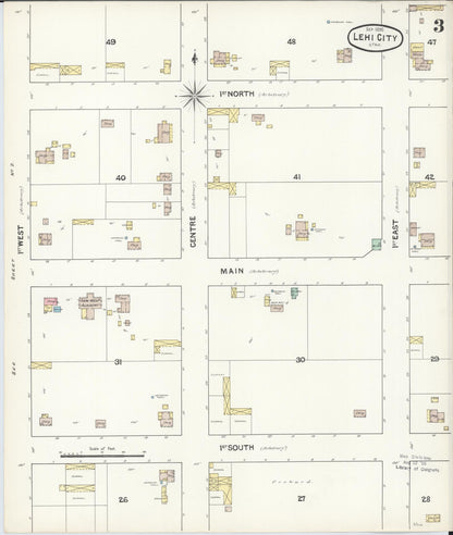 Sanborn Fire Insurance Map from Lehi, Utah County, Utah (1890), Sheet #0003 - Complete Map Set gallery image, historic Sanborn map, vintage wall art, Lehi Utah