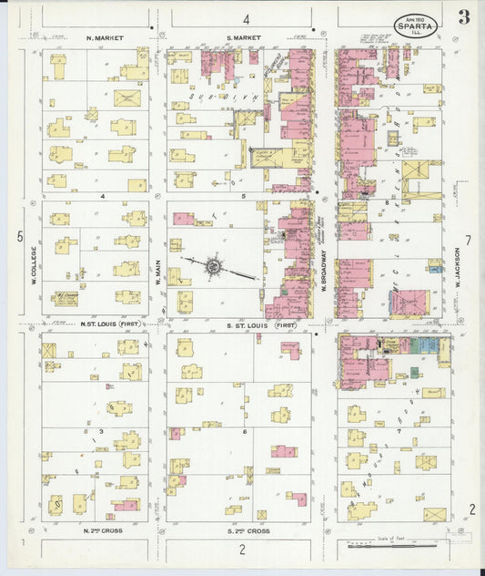 Sanborn Fire Insurance Map from Sparta, Randolph County, Illinois (1910), Sheet #0003 - Historic Sanborn Fire Insurance Map Print, vintage old map wall art, antique decor, genealogy gift, Illinois Illinois map