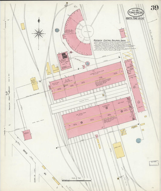 Sanborn Fire Insurance Map from Fond du Lac, Fond du Lac County, Wisconsin (1908), Sheet #0039 - Historic Sanborn Fire Insurance Map Print, vintage old map wall art, antique decor, genealogy gift, Wisconsin Wisconsin map