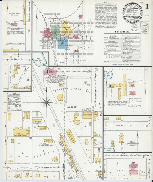 Sanborn Fire Insurance Map from Mcleansboro, Hamilton County, Illinois (1900), Sheet #0001 - Complete Map Set gallery image, historic Sanborn map, vintage wall art, Illinois Illinois