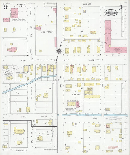 Sanborn Fire Insurance Map from Henderson, Sibley County, Minnesota (1930), Sheet #0003 - Historic Sanborn Fire Insurance Map Print, vintage old map wall art, antique decor, genealogy gift, Minnesota Minnesota map