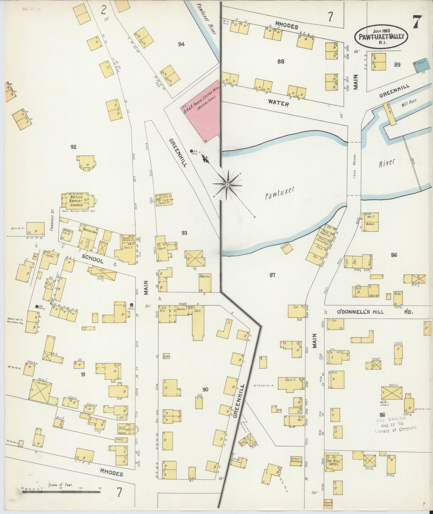 Sanborn Fire Insurance Map from Pawtuxet Valley, Kent and Providence Counties, Rhode Island (1903), Sheet #0007 - Historic Sanborn Fire Insurance Map Print, vintage old map wall art, antique decor, genealogy gift, Rhode Island Rhode Island map