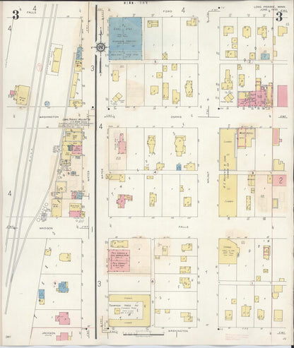 Sanborn Fire Insurance Map from Long Prairie, Todd County, Minnesota (1945), Sheet #0003 - Historic Sanborn Fire Insurance Map Print, vintage old map wall art, antique decor, genealogy gift, Minnesota Minnesota map
