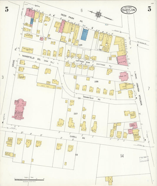 Sanborn Fire Insurance Map from Babylon, Suffolk County, New York (1923), Sheet #0005 - Historic Sanborn Fire Insurance Map Print, vintage old map wall art, antique decor, genealogy gift, New York New York map