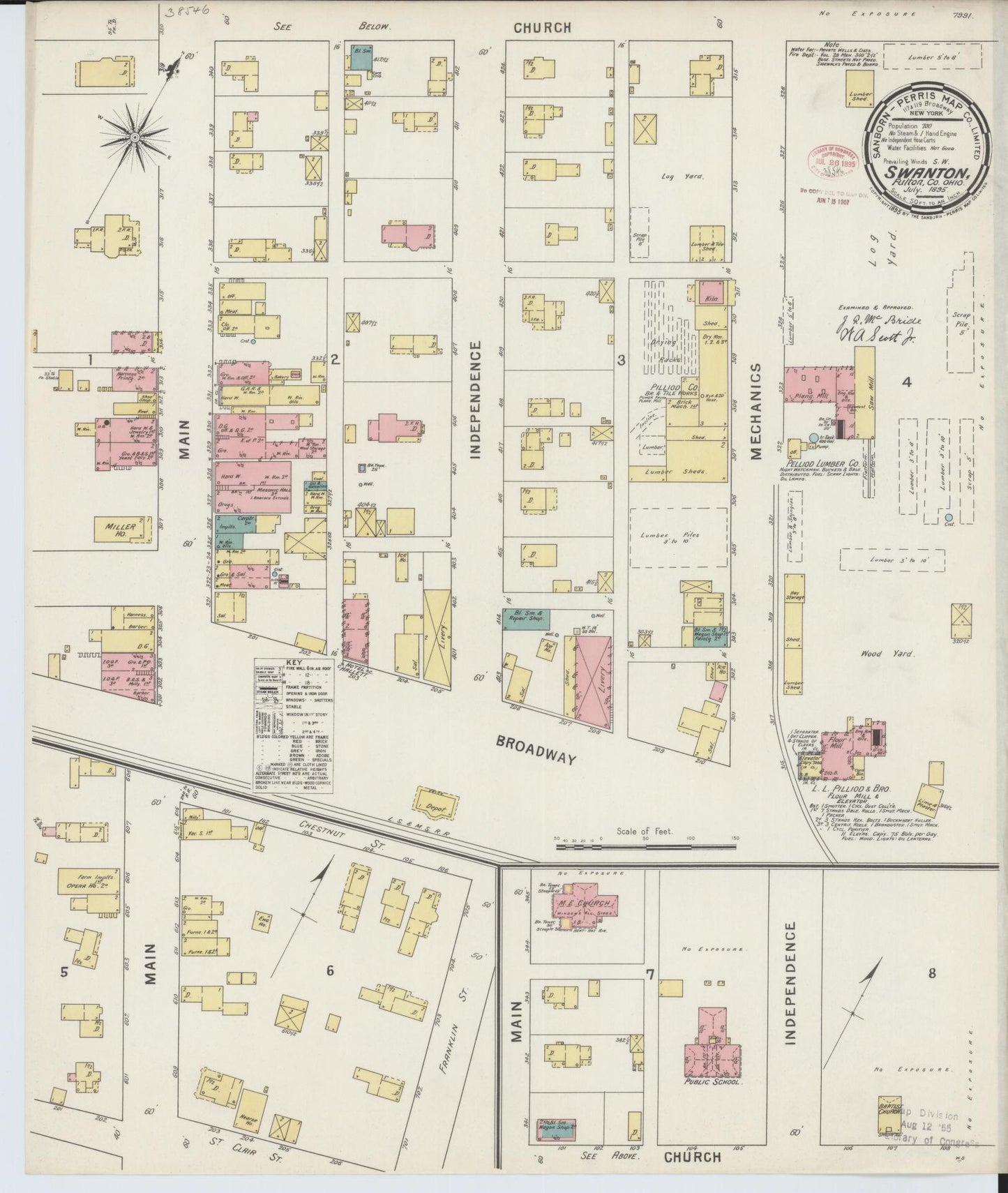 Sanborn Fire Insurance Map from Swanton, Fulton County, Ohio (1895), Sheet #0001 - Historic Sanborn Fire Insurance Map Print, vintage old map wall art, antique decor, genealogy gift, Ohio Ohio map