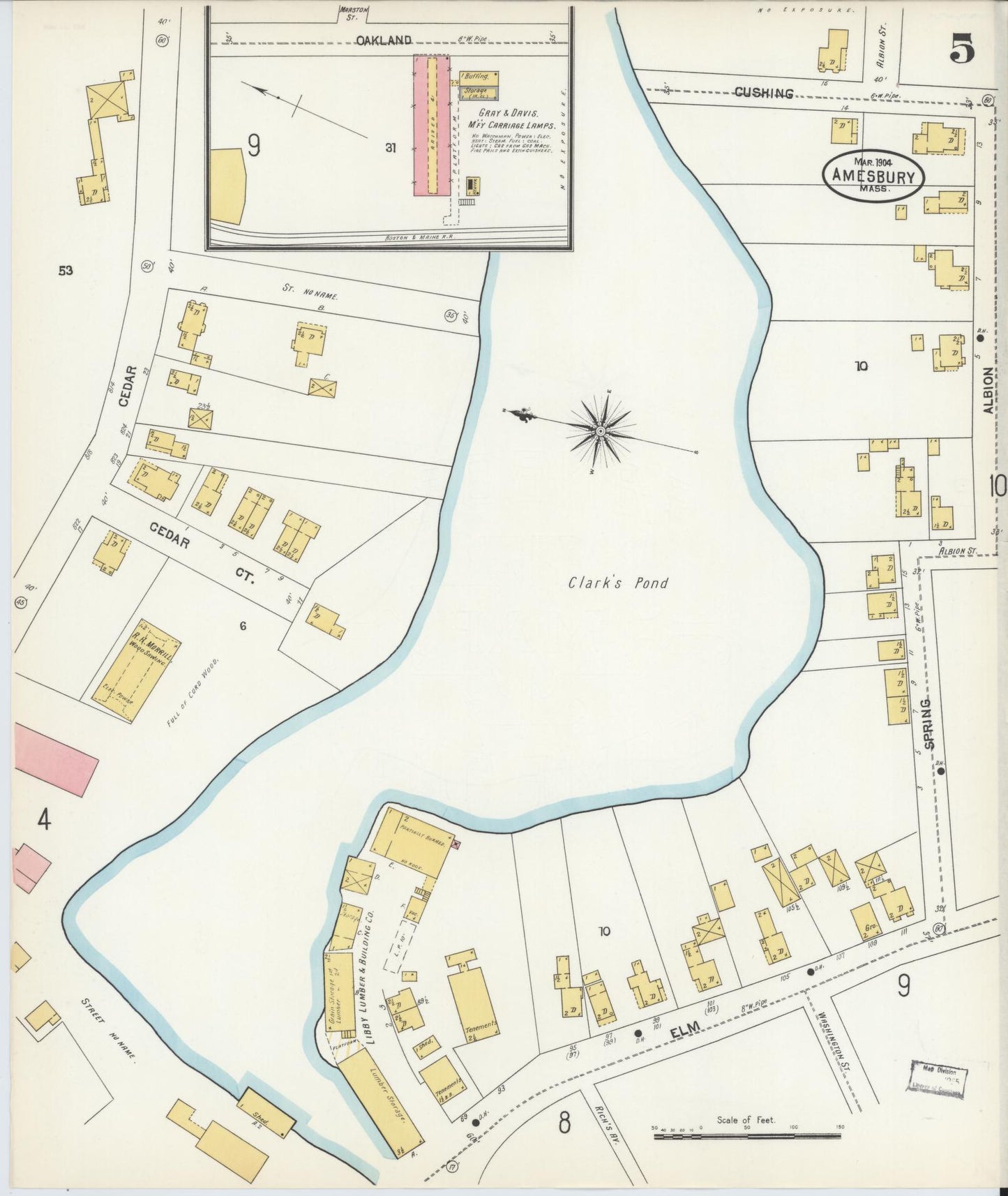 Sanborn Fire Insurance Map from Amesbury, Essex County, Massachusetts (1904), Sheet #0005 - Complete Map Set gallery image, historic Sanborn map, vintage wall art, Massachusetts Massachusetts