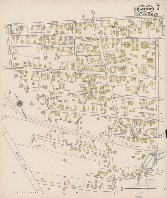 Sanborn Fire Insurance Map from Eastport, Washington County, Maine (1921), Sheet #0007 - Historic Sanborn Fire Insurance Map Print, vintage old map wall art, antique decor, genealogy gift, Maine Maine map