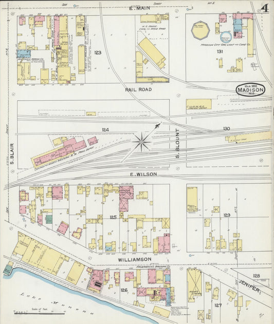 Sanborn Fire Insurance Map from Madison, Dane County, Wisconsin (1892), Sheet #0004 - Historic Sanborn Fire Insurance Map Print, vintage old map wall art, antique decor, genealogy gift, Wisconsin Wisconsin map