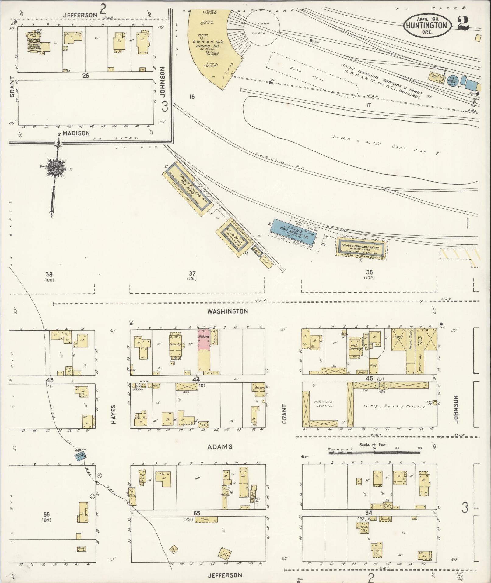 Sanborn Fire Insurance Map from Huntington, Baker County, Oregon (1911), Sheet #0002 - Complete Map Set gallery image, historic Sanborn map, vintage wall art, Oregon Oregon