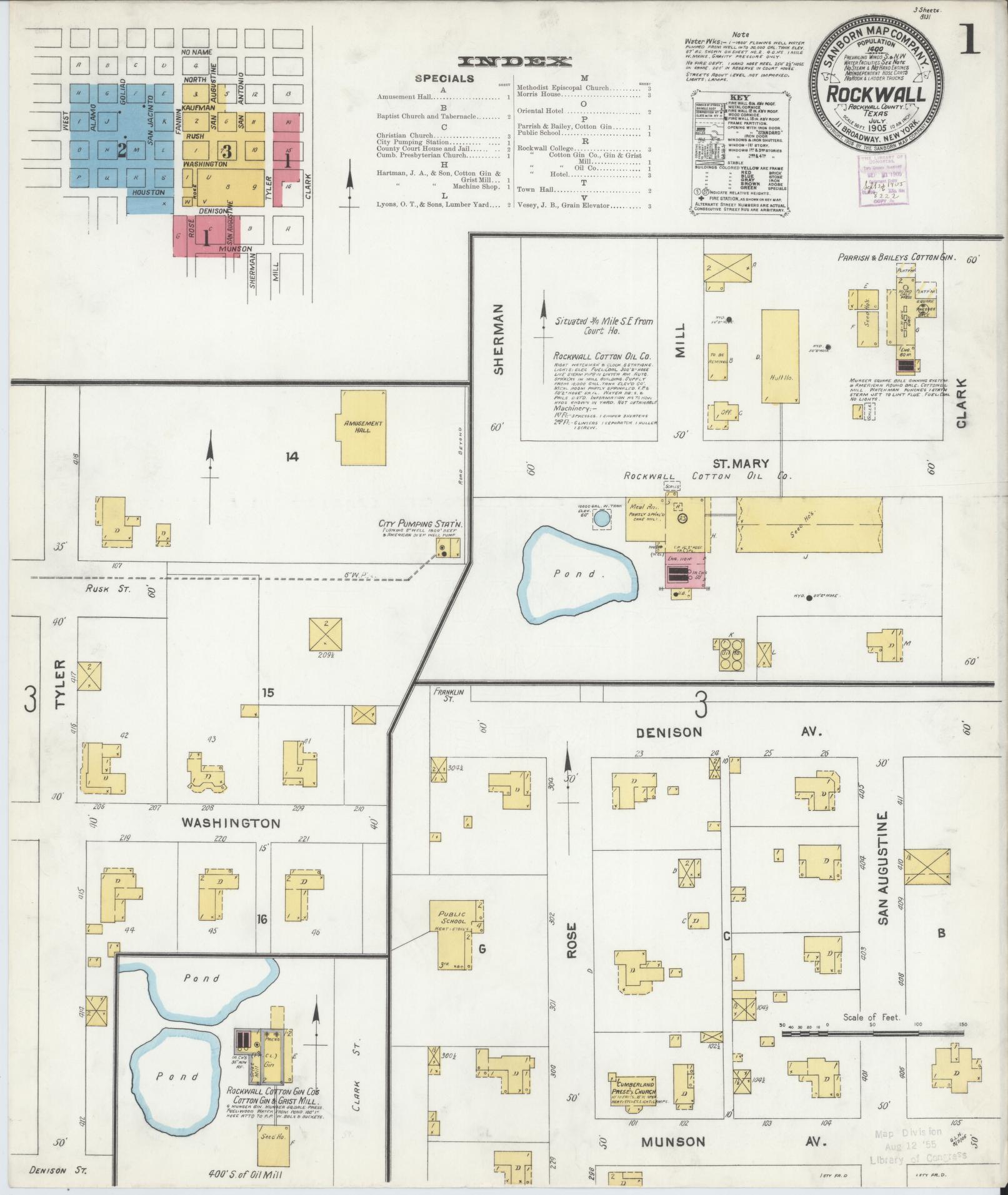 Sanborn Fire Insurance Map from Rockwall, Rockwall County, Texas. (1905) – Historic Sanborn Fire Insurance Map Print