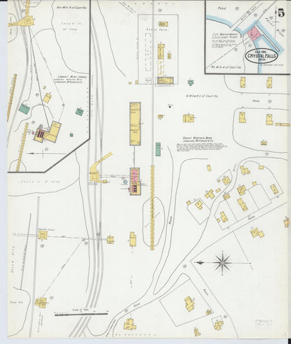 Sanborn Fire Insurance Map from Crystal Falls, Iron County, Michigan (1904), Sheet #0005 - Historic Sanborn Fire Insurance Map Print, vintage old map wall art, antique decor, genealogy gift, Michigan Michigan map