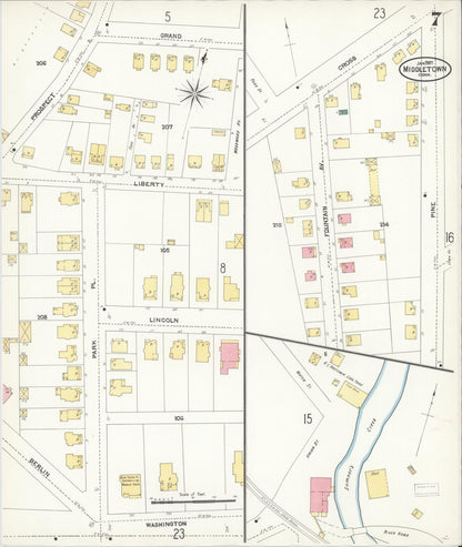 Sanborn Fire Insurance Map from Middletown, Middlesex County, Connecticut (1907), Sheet #0007 - Complete Map Set gallery image, historic Sanborn map, vintage wall art, Connecticut Connecticut