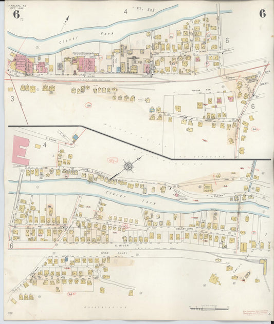 Sanborn Fire Insurance Map from Harlan, Harlan County, Kentucky (1947), Sheet #0006 - Historic Sanborn Fire Insurance Map Print, vintage old map wall art, antique decor, genealogy gift, Kentucky Kentucky map
