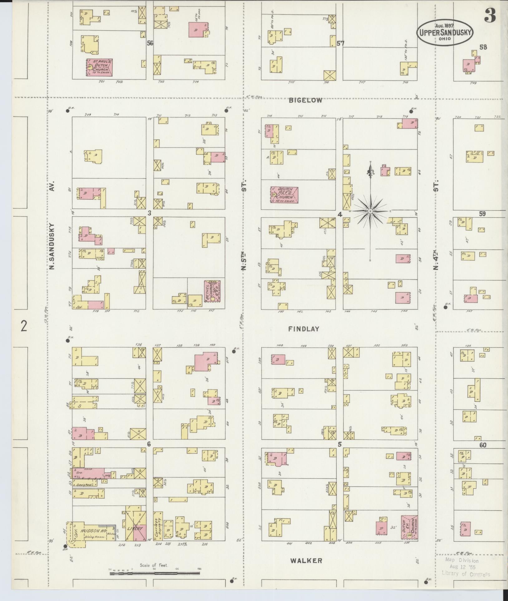 Sanborn Fire Insurance Map from Upper Sandusky, Wyandot County, Ohio (1897), Sheet #0003 - Complete Map Set gallery image, historic Sanborn map, vintage wall art, Ohio Ohio