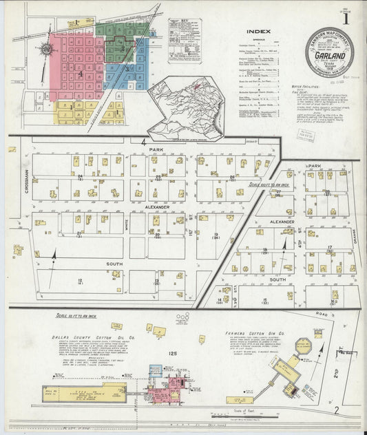 Sanborn Fire Insurance Map from Garland, Dallas County, Texas (1919), Sheet #0001 - Historic Sanborn Fire Insurance Map Print, vintage old map wall art, antique decor, genealogy gift, Texas Texas map
