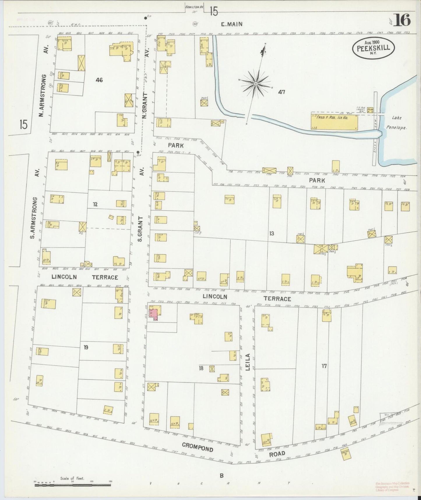 Sanborn Fire Insurance Map from Peekskill, Westchester County, New York (1900), Sheet #0016 - Complete Map Set gallery image, historic Sanborn map, vintage wall art, New York New York