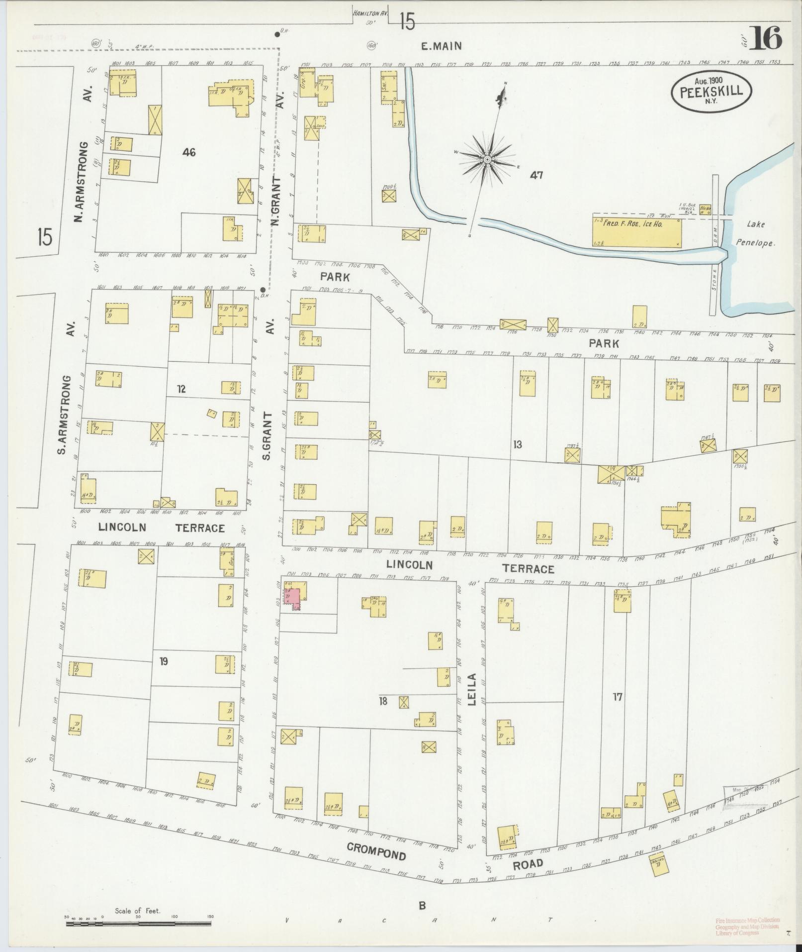 Sanborn Fire Insurance Map from Peekskill, Westchester County, New York (1900), Sheet #0016 - Complete Map Set gallery image, historic Sanborn map, vintage wall art, New York New York
