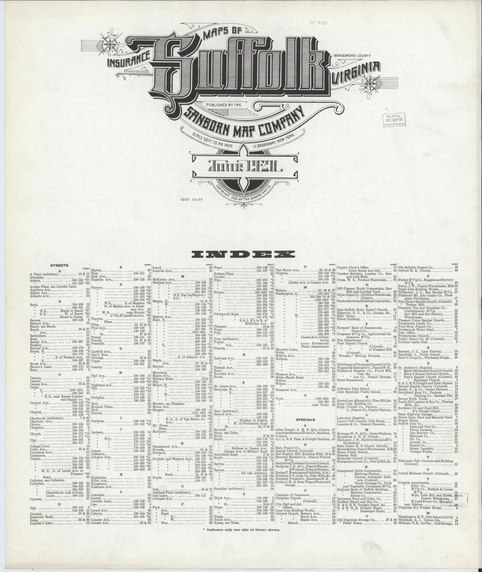 Sanborn Fire Insurance Map from Suffolk, Independent Cities, Virginia. (1921) – Historic Sanborn Fire Insurance Map Print