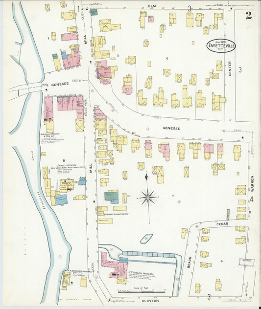 Sanborn Fire Insurance Map from Fayetteville, Onondaga County, New York (1909), Sheet #0002 - Historic Sanborn Fire Insurance Map Print, vintage old map wall art, antique decor, genealogy gift, New York New York map